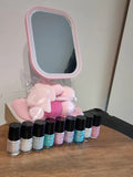 Lot de maquillage , 1 miroir LED , éponge maquillage,  9 vernis à ongles